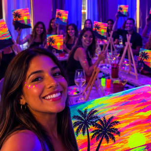 🎨✨ Neón Art&Wine: taller de pintura flúor con vino ilimitado por 2 horas